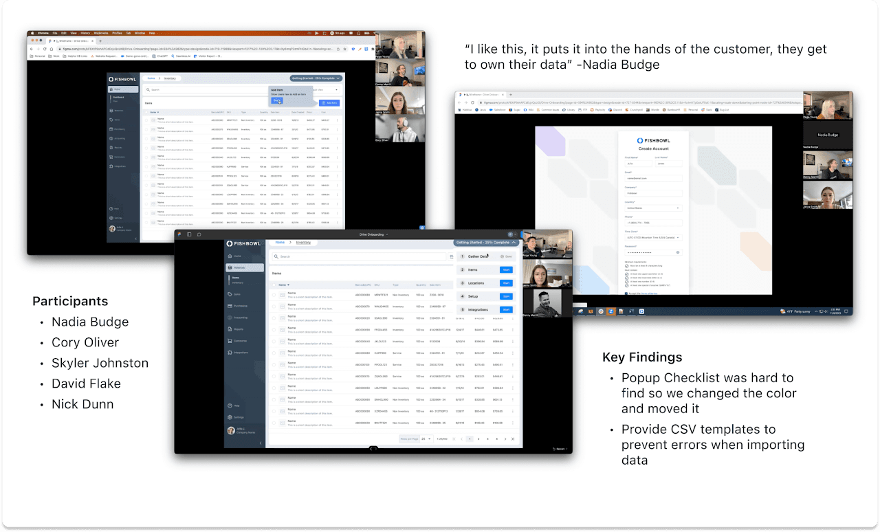 Remote testing sessions with participants and key findings