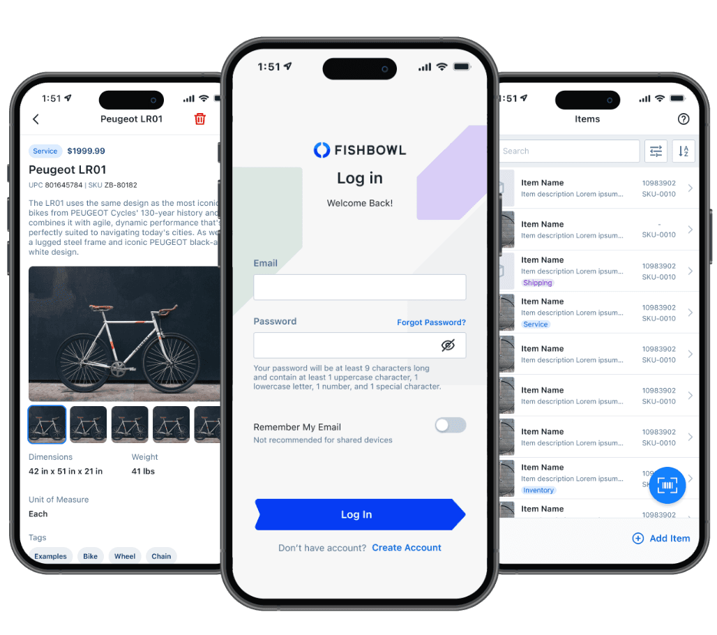 Fishbowl mobile app screens